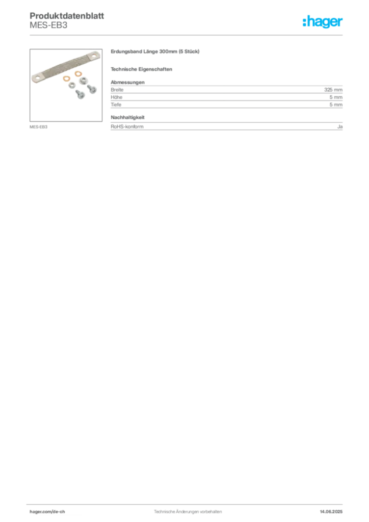 Bild Hager Produktdatenblatt MES-EB3 | Hager Schweiz