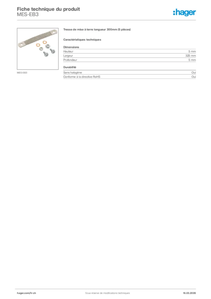 Image Hager Fiche technique du produit MES-EB3 | Hager Suisse