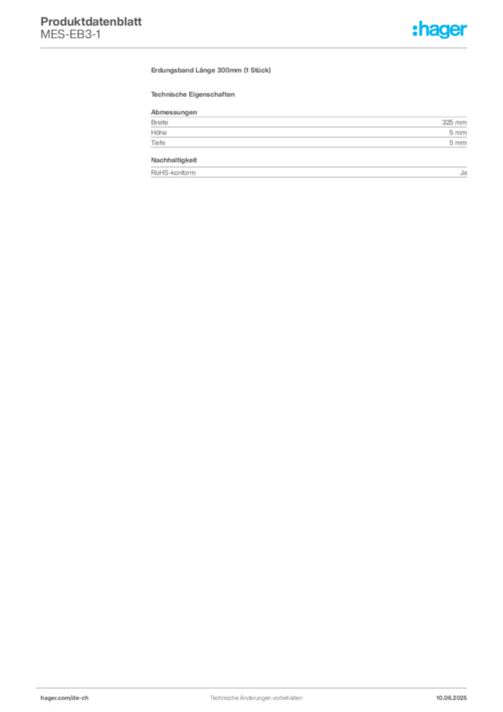 Bild Hager Produktdatenblatt MES-EB3-1 | Hager Schweiz