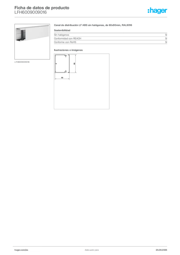 Imagen Hager Ficha de datos de producto LFH6009009016 | Hager España