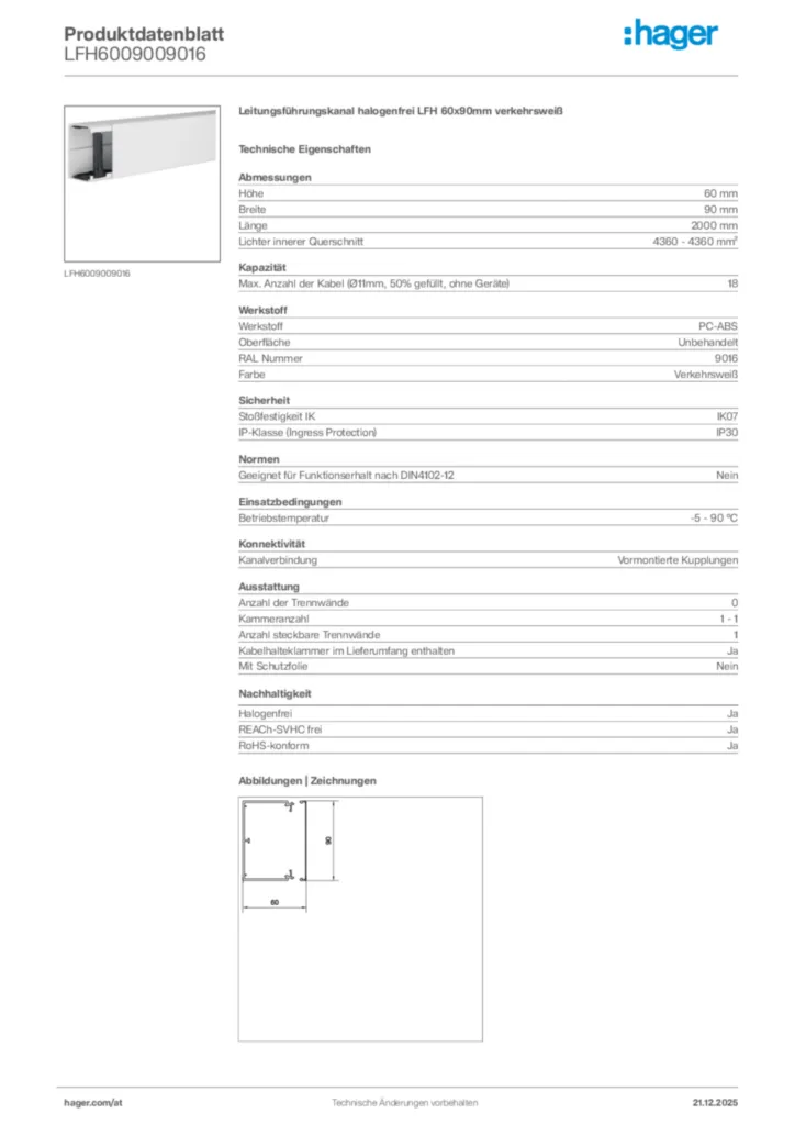 Bild Hager Produktdatenblatt LFH6009009016 | Hager Deutschland