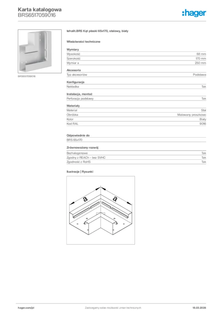Zdjęcie Hager Karta katalogowa BRS6517059016 | Hager Polska