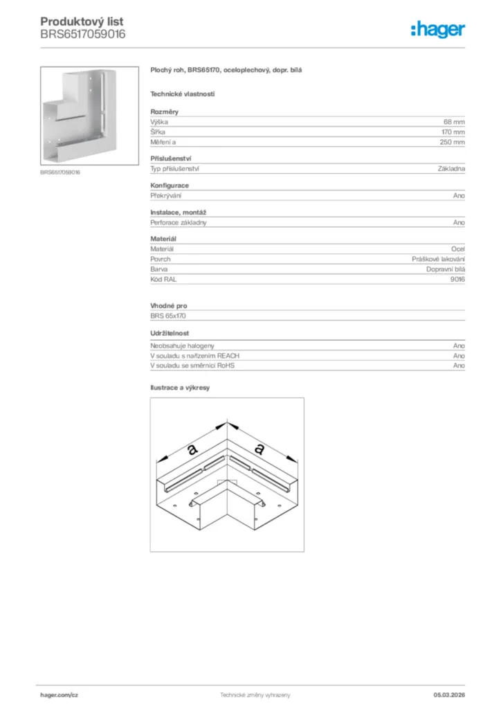 Obrázek Hager Product data sheet BRS6517059016 | Hager