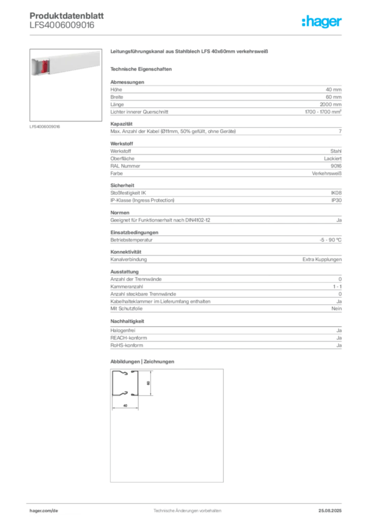 Bild Hager Produktdatenblatt LFS4006009016 | Hager Deutschland