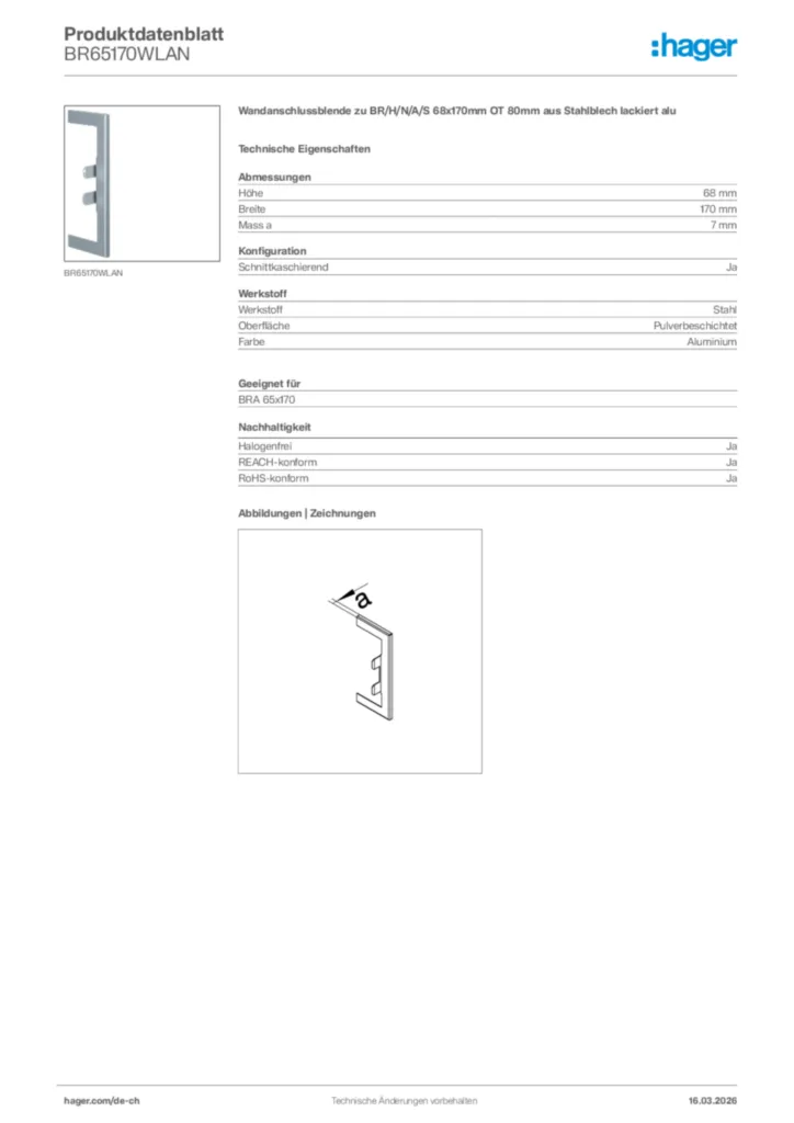 Bild Hager Produktdatenblatt BR65170WLAN | Hager Schweiz