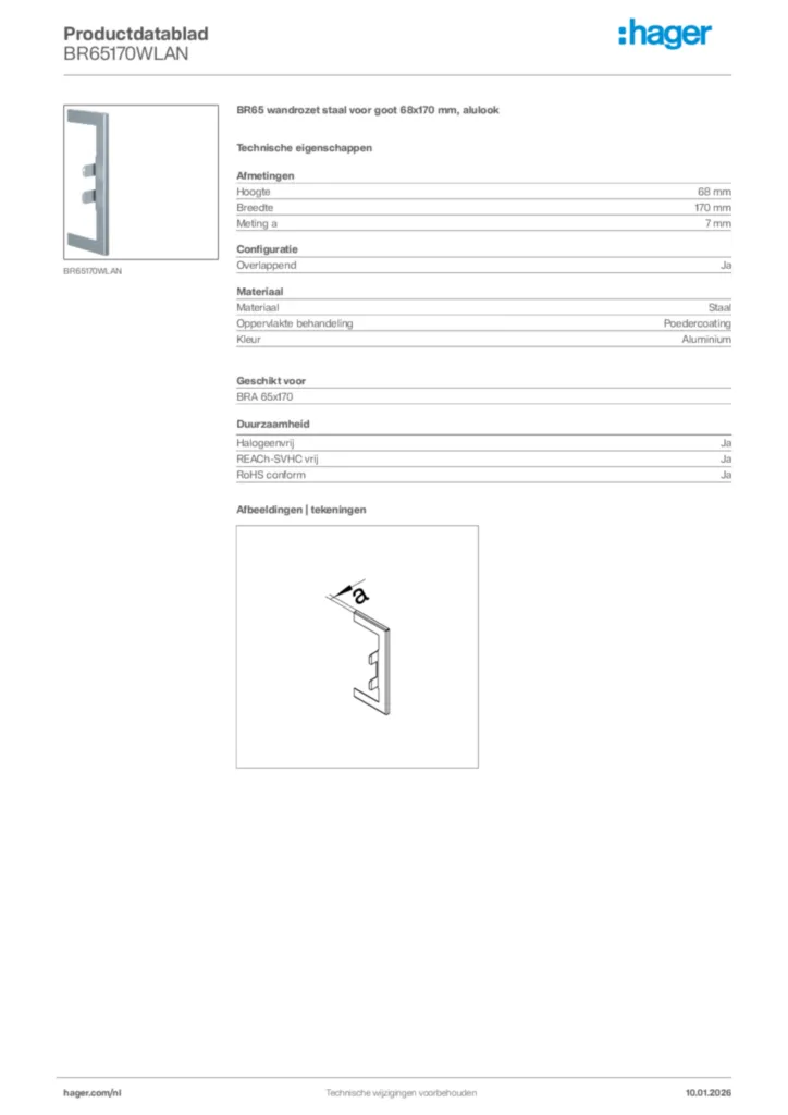 Afbeelding Hager Productdatablad BR65170WLAN | Hager Nederland