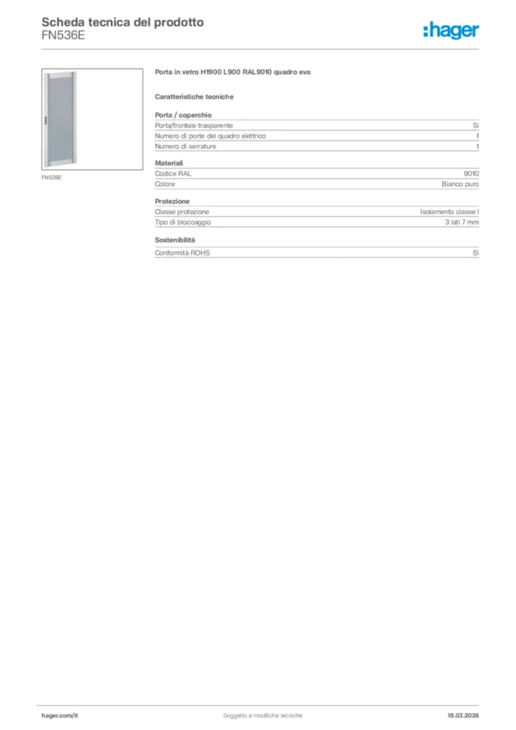 Immagine Hager Scheda tecnica del prodotto FN536E | Hager Italia