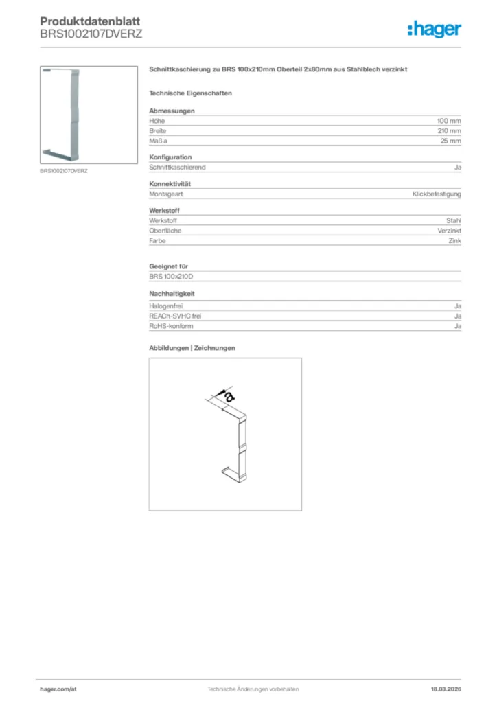 Bild Hager Produktdatenblatt BRS1002107DVERZ | Hager Deutschland