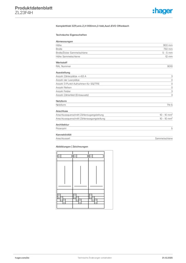 Bild Hager Produktdatenblatt ZL23F4H | Hager Deutschland