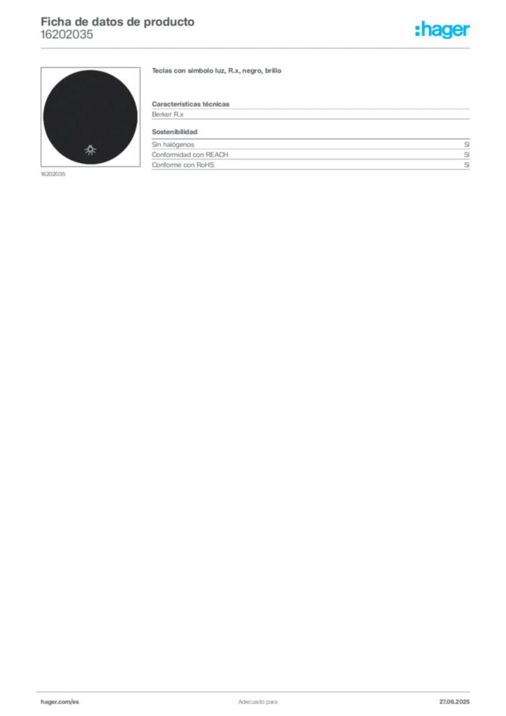 Imagen Hager Ficha de datos de producto 16202035 | Hager España