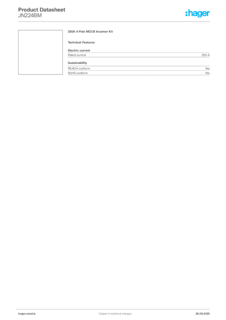 Image Hager Product data sheet JN224BM  | Hager