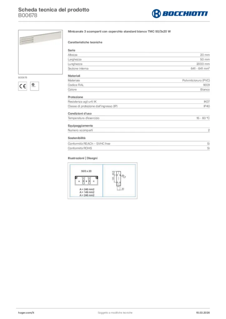 Immagine Bocchiotti Scheda tecnica del prodotto B00678 | Hager Italia