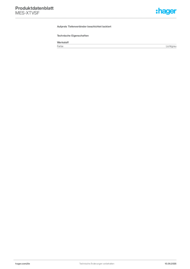 Bild Hager Produktdatenblatt MES-XTVSF | Hager Deutschland