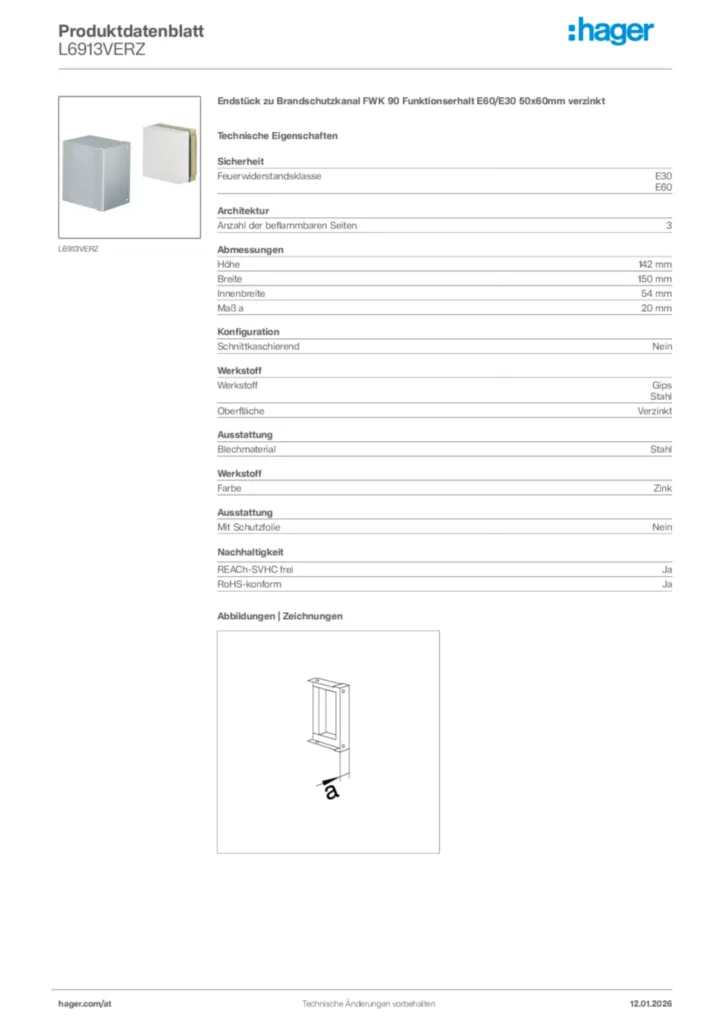 Bild Hager Produktdatenblatt L6913VERZ | Hager Deutschland