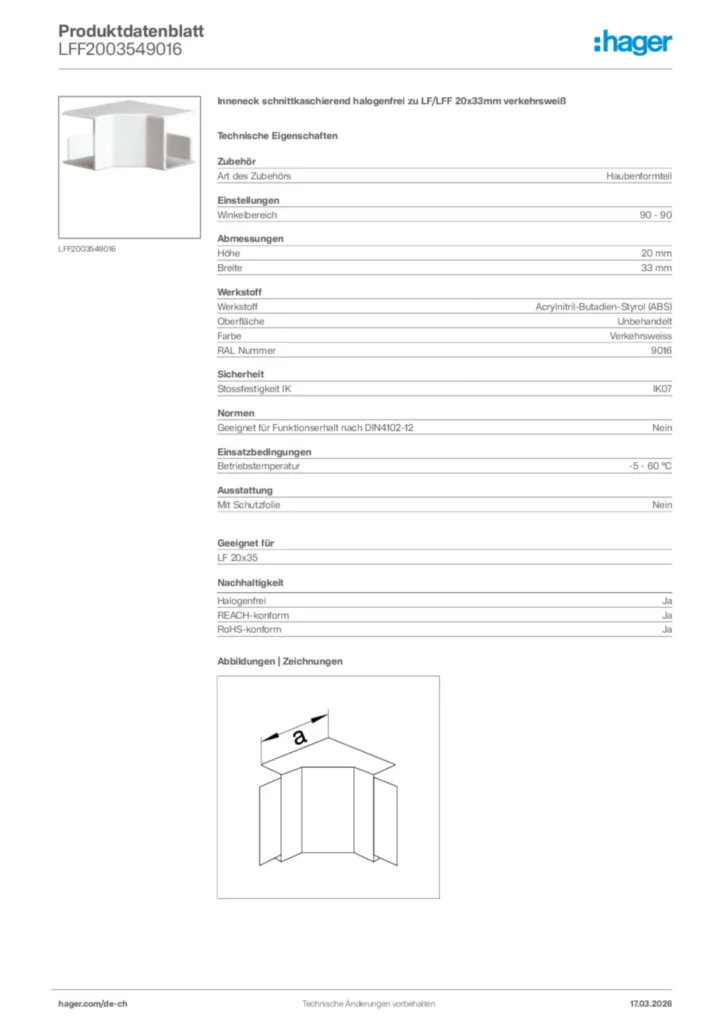 Bild Hager Produktdatenblatt LFF2003549016 | Hager Schweiz