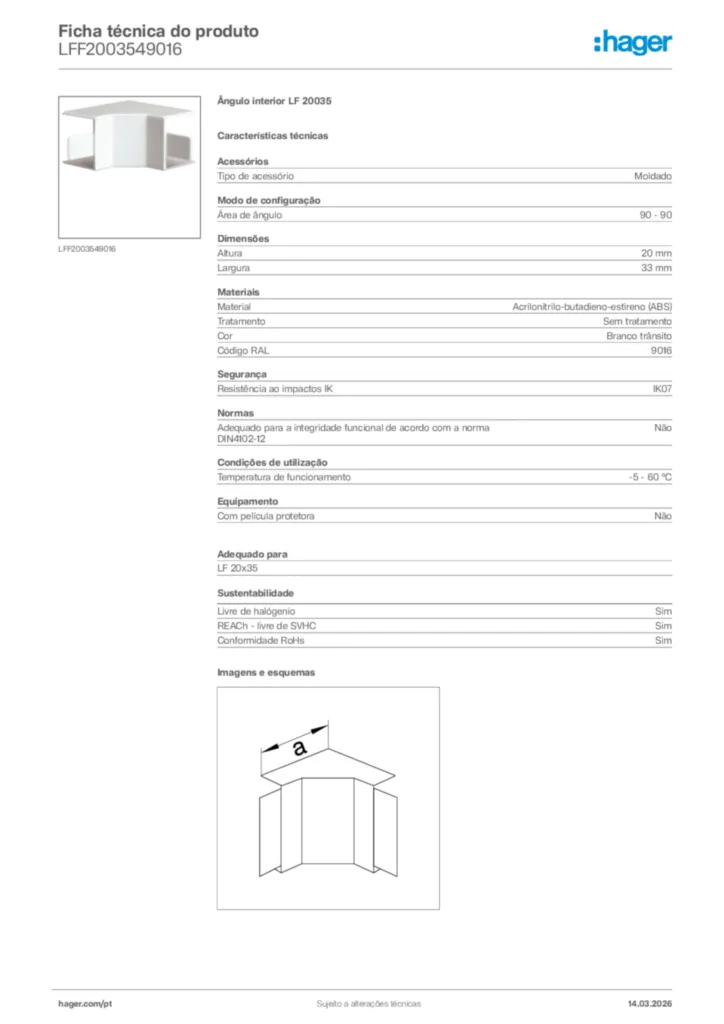 Imagem Hager Ficha técnica do produto LFF2003549016 | Hager Portugal