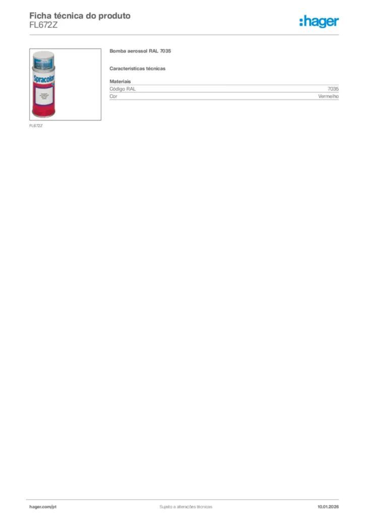 Imagem Hager Ficha técnica do produto FL672Z | Hager Portugal