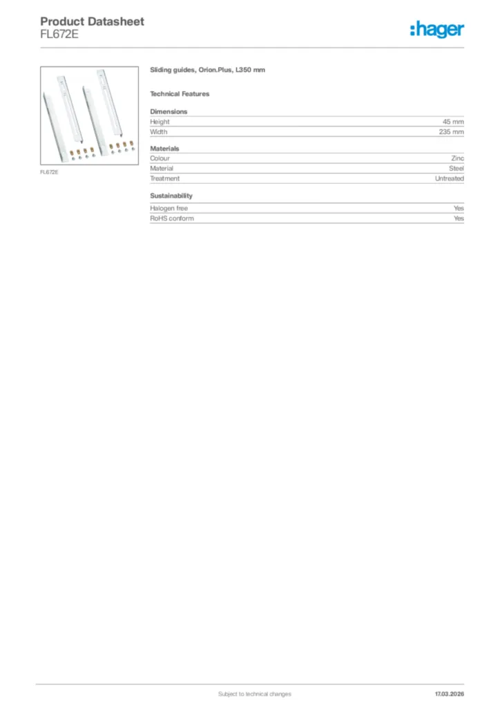 Image Hager Product data sheet FL672E  | Hager Africa