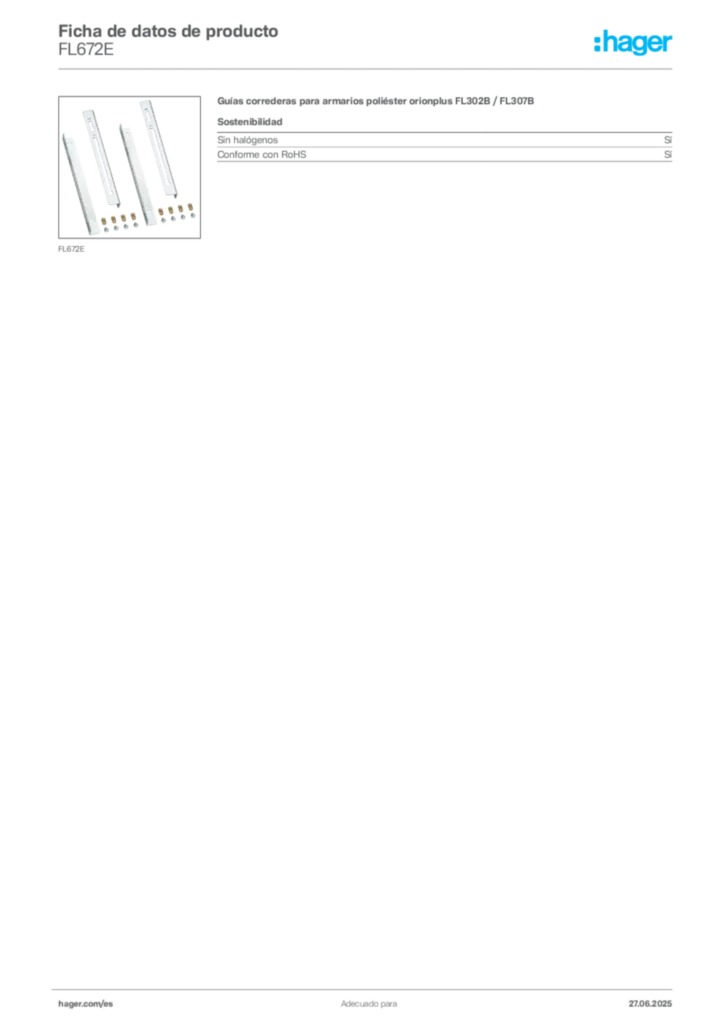 Imagen Hager Ficha de datos de producto FL672E | Hager España