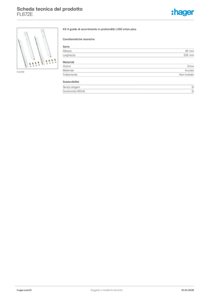 Immagine Hager Scheda tecnica del prodotto FL672E | Hager Italia