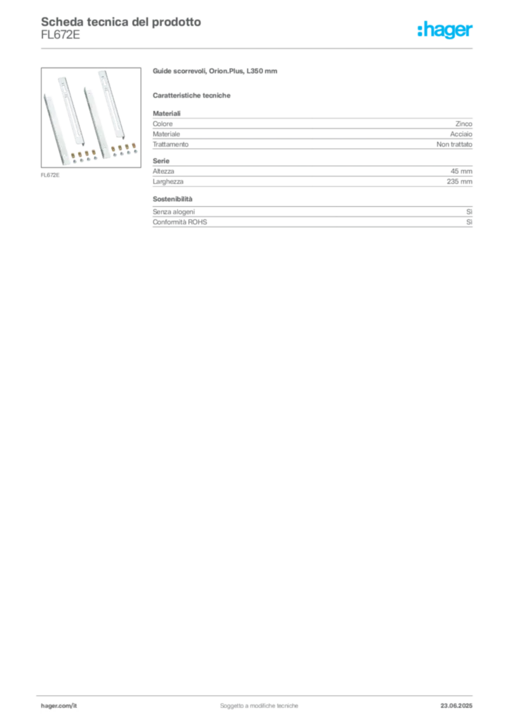 Immagine Hager Scheda tecnica del prodotto FL672E | Hager Italia