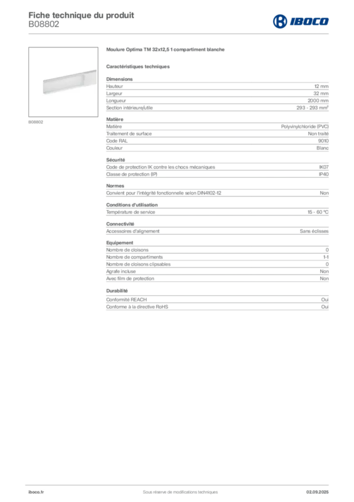 Image Iboco Fiche technique du produit B08802 | Hager France