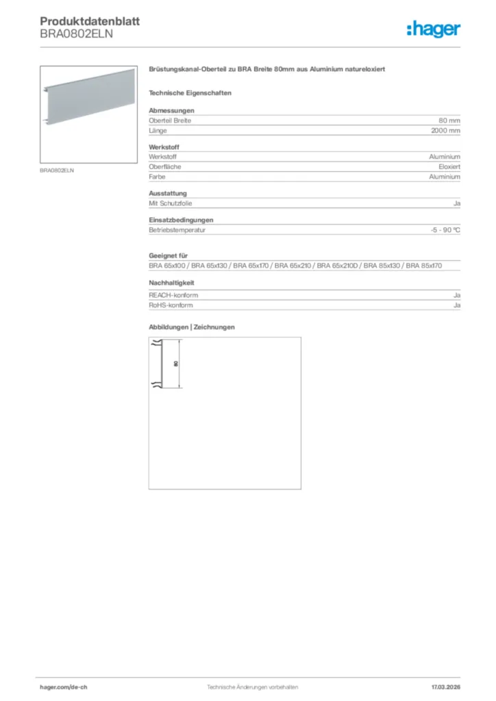Bild Hager Produktdatenblatt BRA0802ELN | Hager Schweiz