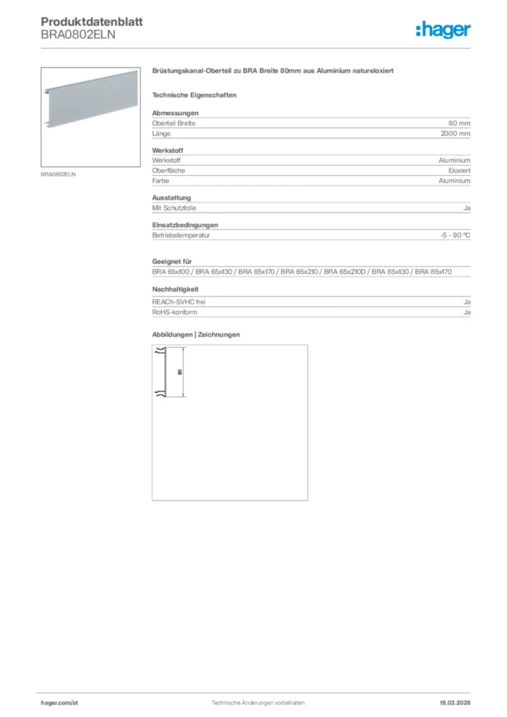 Bild Hager Produktdatenblatt BRA0802ELN | Hager Deutschland