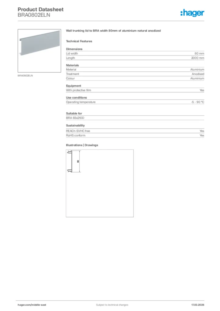 Image Hager Product data sheet BRA0802ELN  | Hager