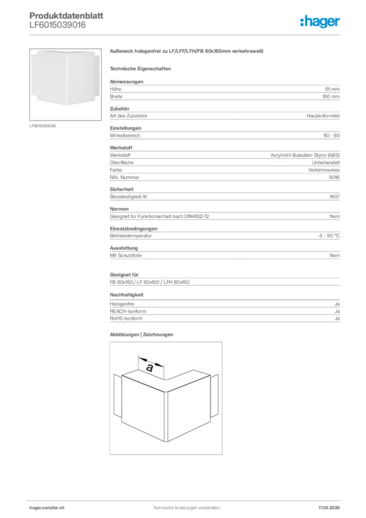 Bild Hager Produktdatenblatt LF6015039016 | Hager Schweiz