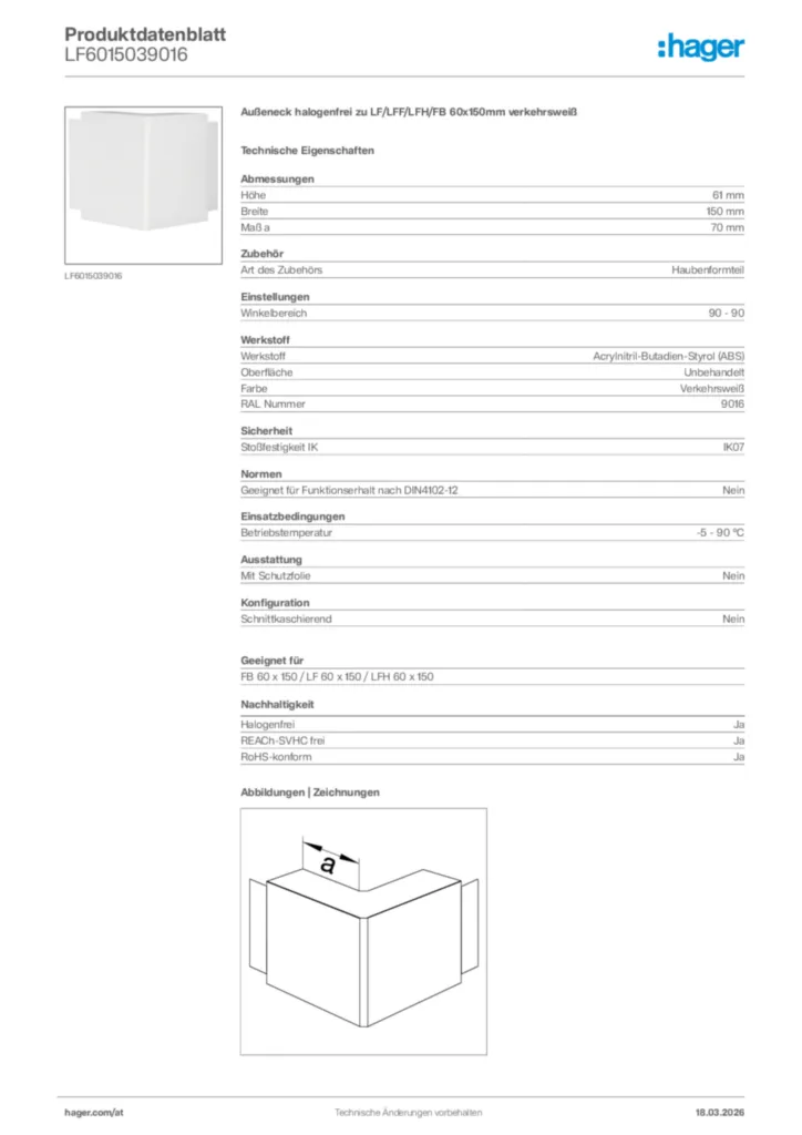 Bild Hager Produktdatenblatt LF6015039016 | Hager Deutschland