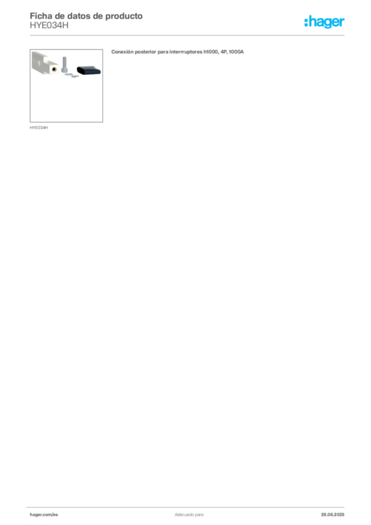 Imagen Hager Ficha de datos de producto HYE034H | Hager España