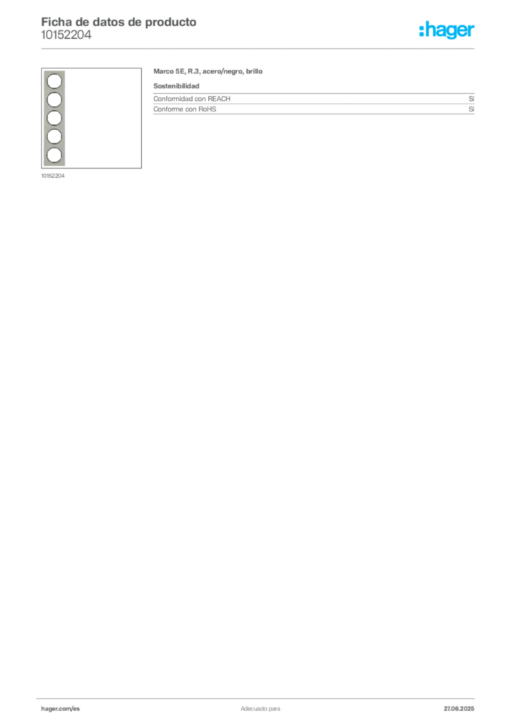 Imagen Hager Ficha de datos de producto 10152204 | Hager España