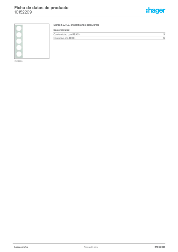 Imagen Hager Ficha de datos de producto 10152209 | Hager España