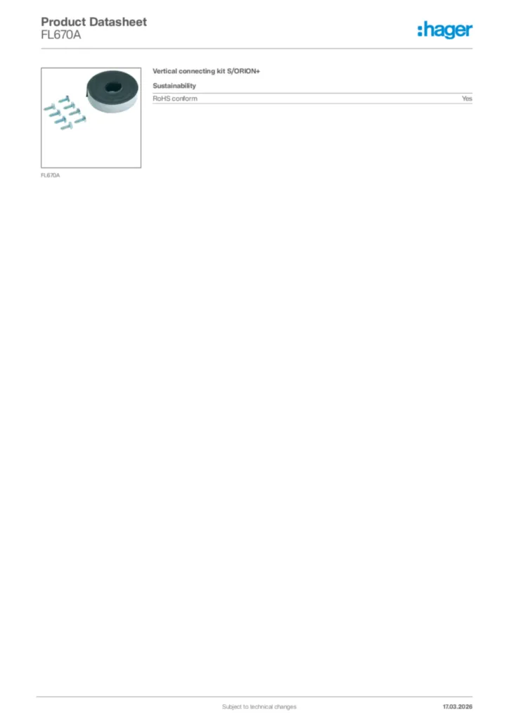 Image Hager Product data sheet FL670A  | Hager Africa