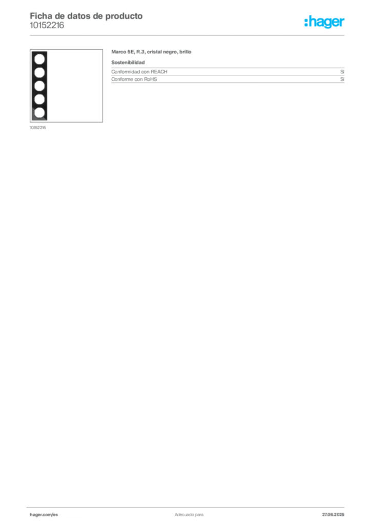 Imagen Hager Ficha de datos de producto 10152216 | Hager España