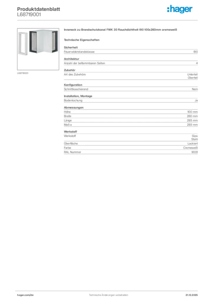 Bild Hager Produktdatenblatt L68719001 | Hager Deutschland