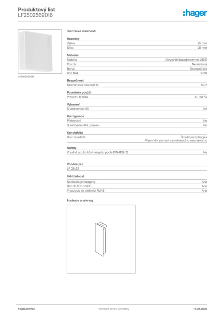 Obrázek Hager Generováno - Datový list produktu LF2502569016 | Hager