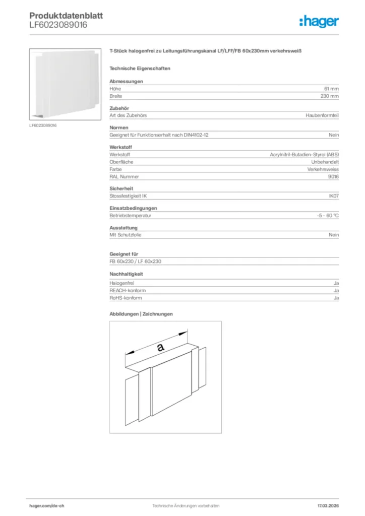 Bild Hager Produktdatenblatt LF6023089016 | Hager Schweiz