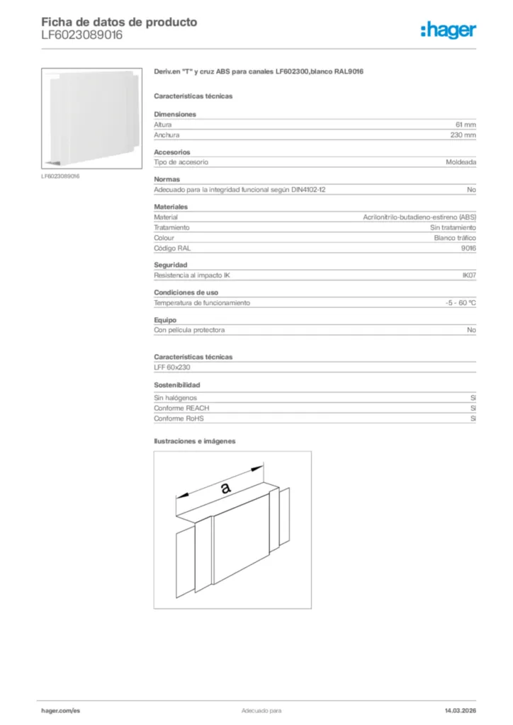 Imagen Hager Ficha de datos de producto LF6023089016 | Hager España