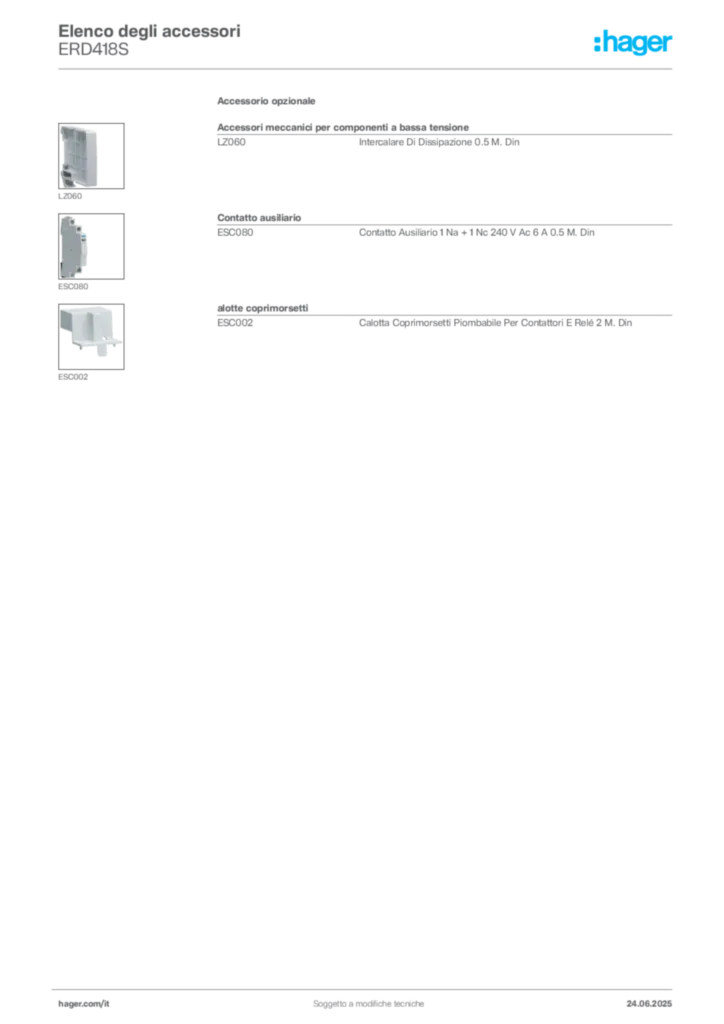 Immagine Hager Scheda tecnica del prodotto ERD418S | Hager Italia