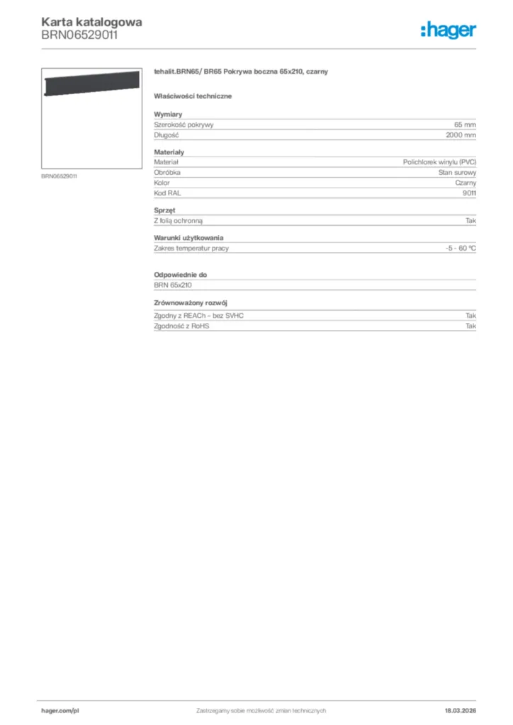 Zdjęcie Hager Karta katalogowa BRN06529011 | Hager Polska