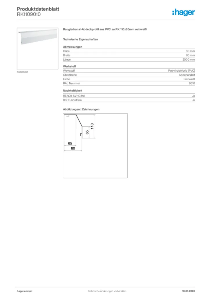 Bild Hager Produktdatenblatt RK1109010 | Hager Deutschland