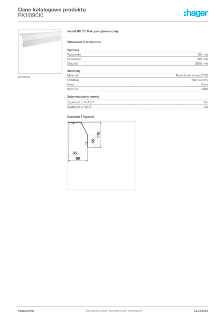 Zdjęcie Hager Dane katalogowe produktu RK1109010 | Hager Polska