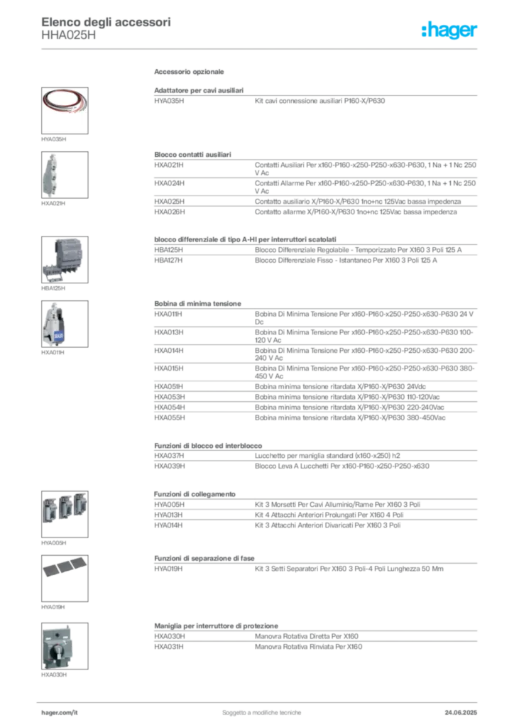 Immagine Hager Scheda tecnica del prodotto HHA025H | Hager Italia