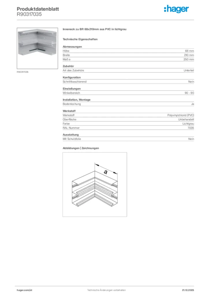 Bild Hager Produktdatenblatt R90317035 | Hager Deutschland