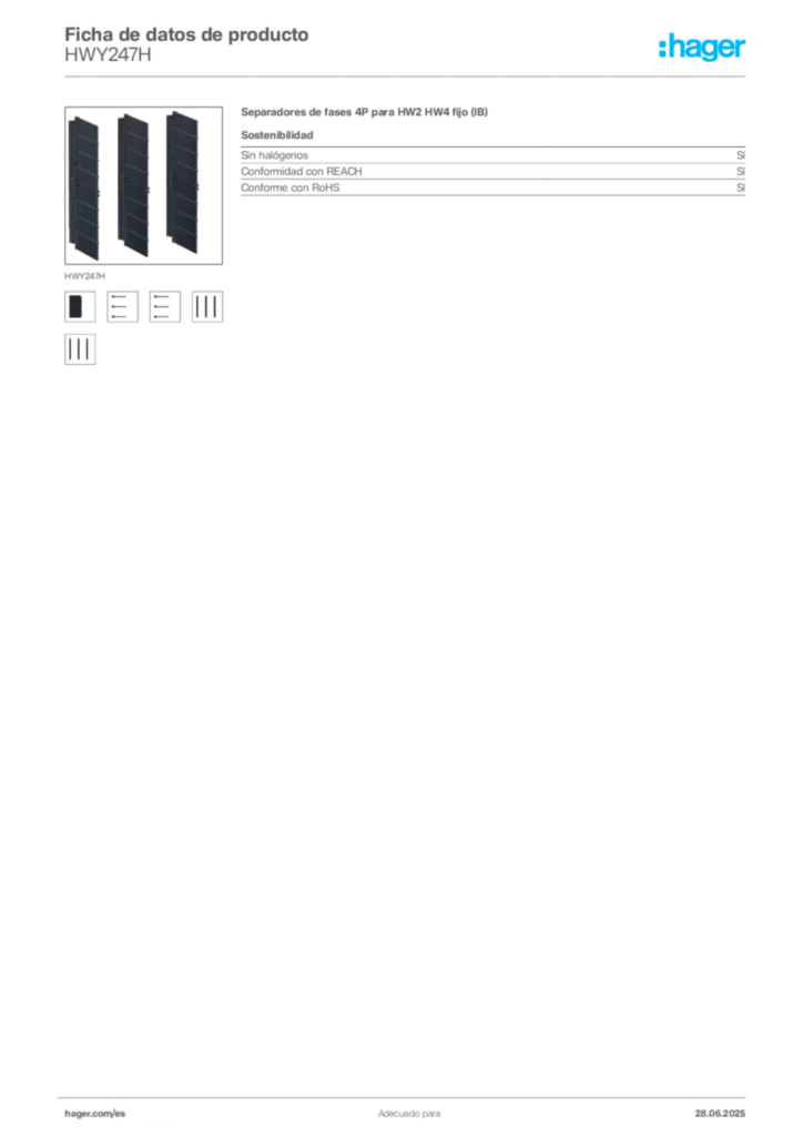 Imagen Hager Ficha de datos de producto HWY247H | Hager España