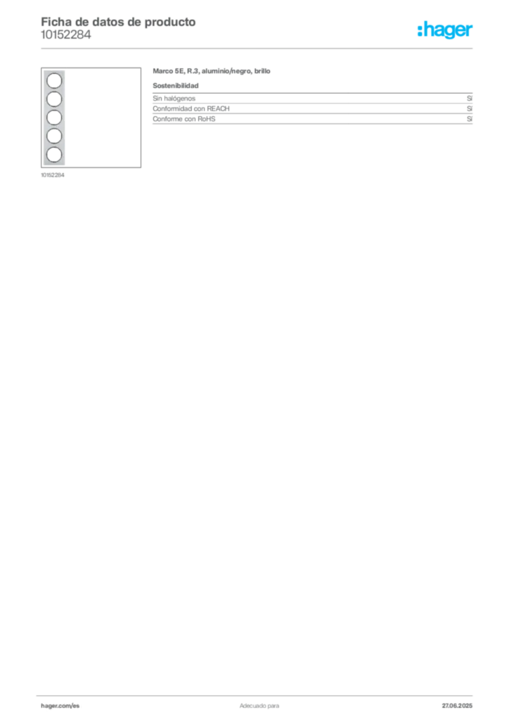 Imagen Hager Ficha de datos de producto 10152284 | Hager España