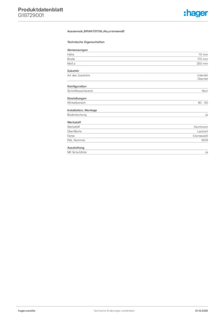 Bild Hager Produktdatenblatt G18729001 | Hager Deutschland