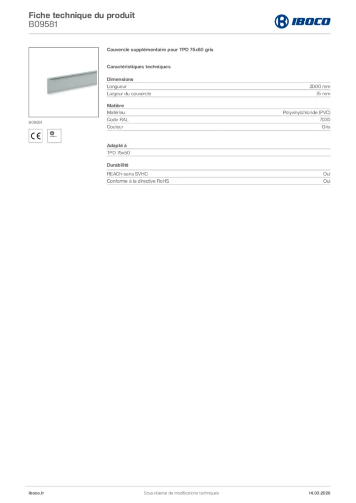 Image Iboco Fiche technique du produit B09581 | Hager France